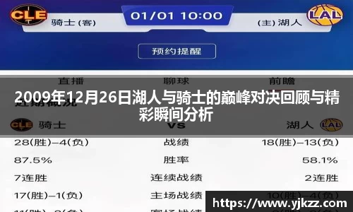 2009年12月26日湖人与骑士的巅峰对决回顾与精彩瞬间分析